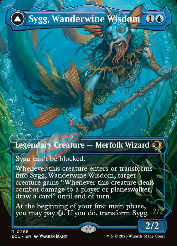 Sygg, Wanderwine Wisdom // Sygg, Wanderbrine Shield Borderless Foil