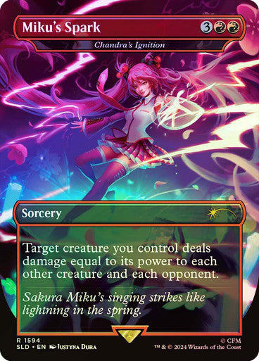 Chandra's Ignition Borderless Secret Lair Foil (Miku's Spark)