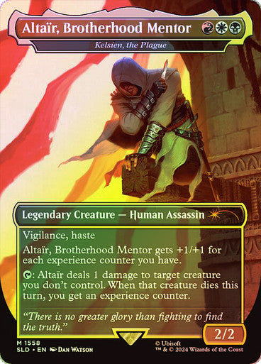 Kelsien, the Plague Secret Lair Borderless Foil (Altair, Brotherhood Mentor)