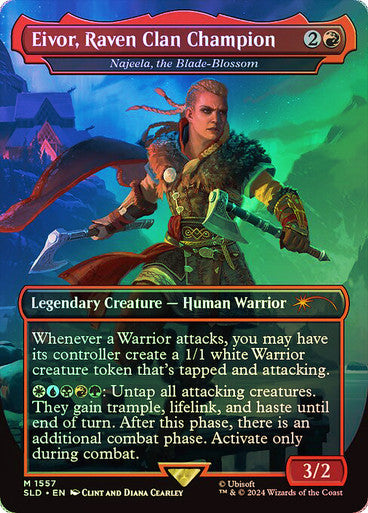 Najeela, the Blade-Blossom (Eivor, Raven Clan Champion) (Assassin's Creed) Borderless Foil