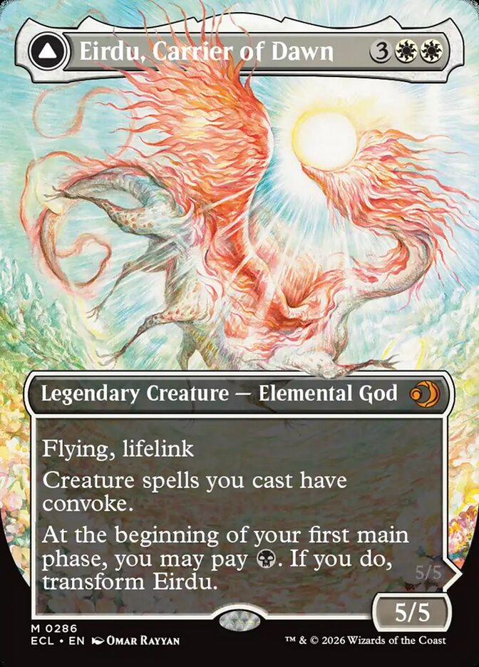 Eirdu, Carrier of Dawn // Isilu, Carrier of Twilight Borderless Foil