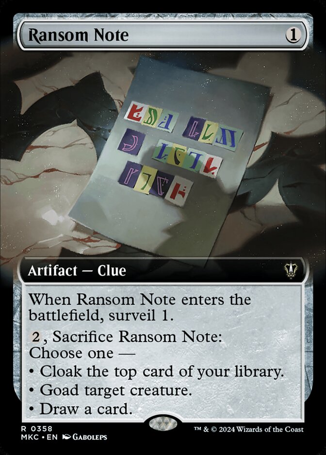 Ransom Note Extended Art