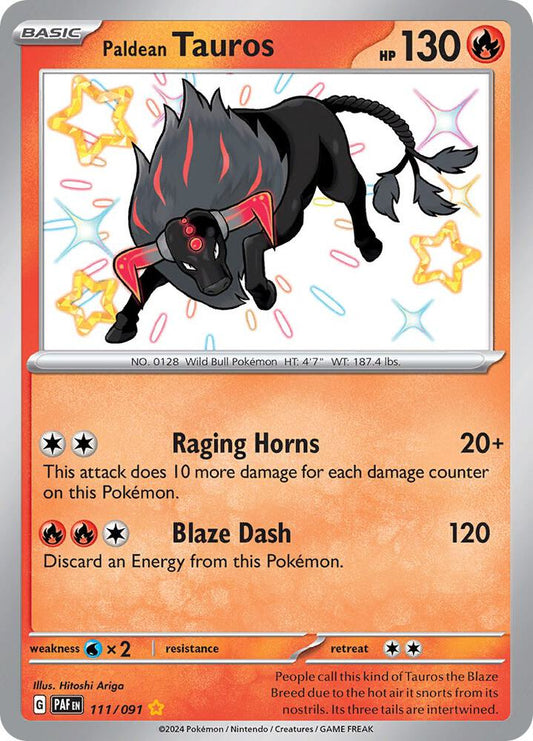 Paldean Tauros Shiny Rare foil