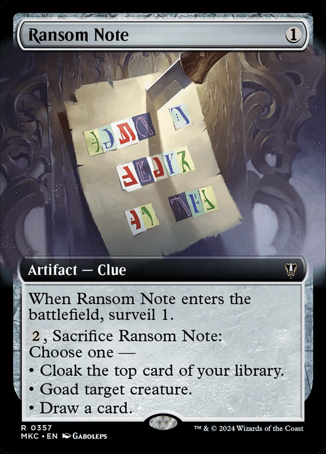 Ransom Note Extended Art
