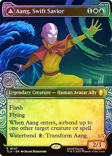 Aang, Swift Savior // Aang and La, Ocean's Fury Alter Elemental Frame Foil