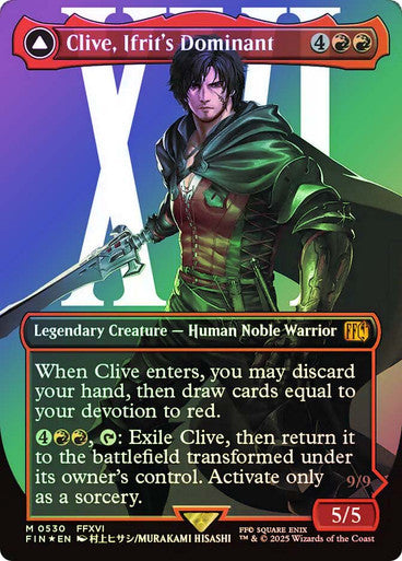 Clive, Ifrit's Dominant // Ifrit, Warden of Inferno Borderless Surge Foil Borderless