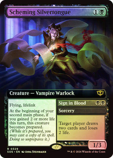 Scheming Silvertongue // Sign in Blood Extended Art Foil